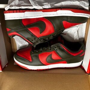 Nike Red and White Dunk Low Retro Box